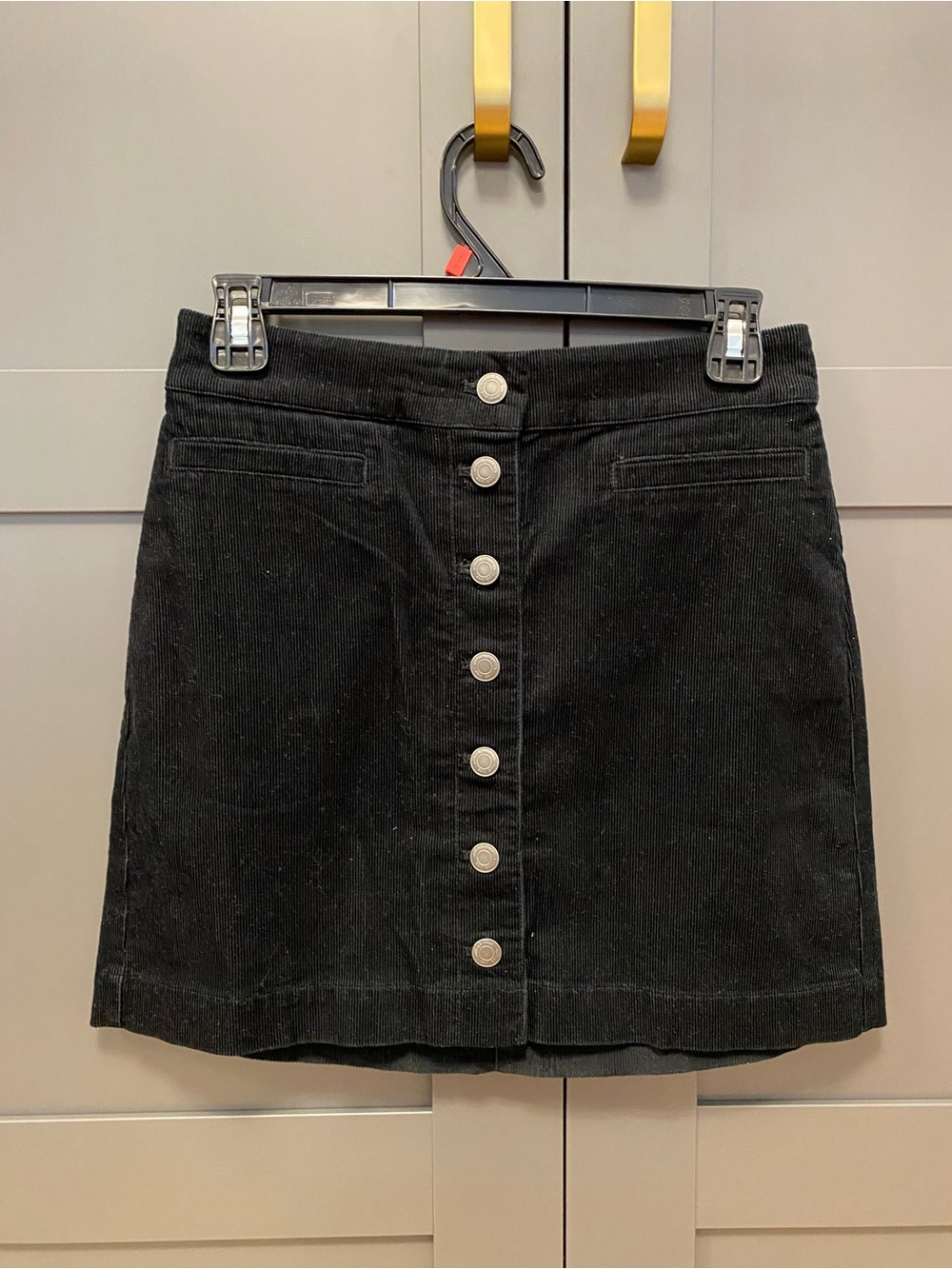 Wilfred Black Corduroy Button-Front Mini Skirt